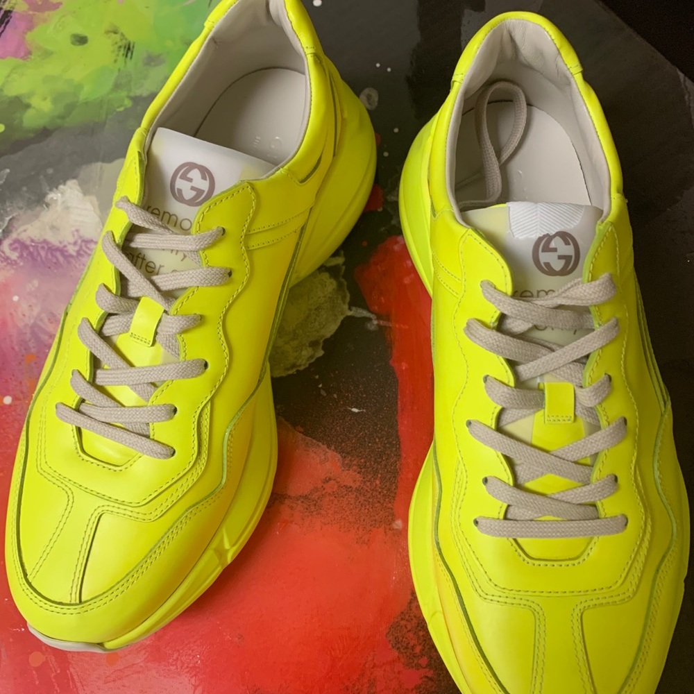 Fluorescent yellow Gucci Rython sneakers
